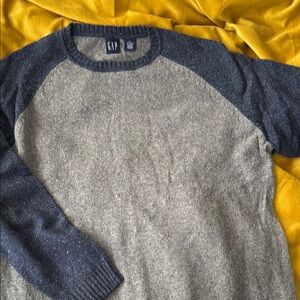GAP Gray and Blue Crewneck Sweater with Raglan Sleeves